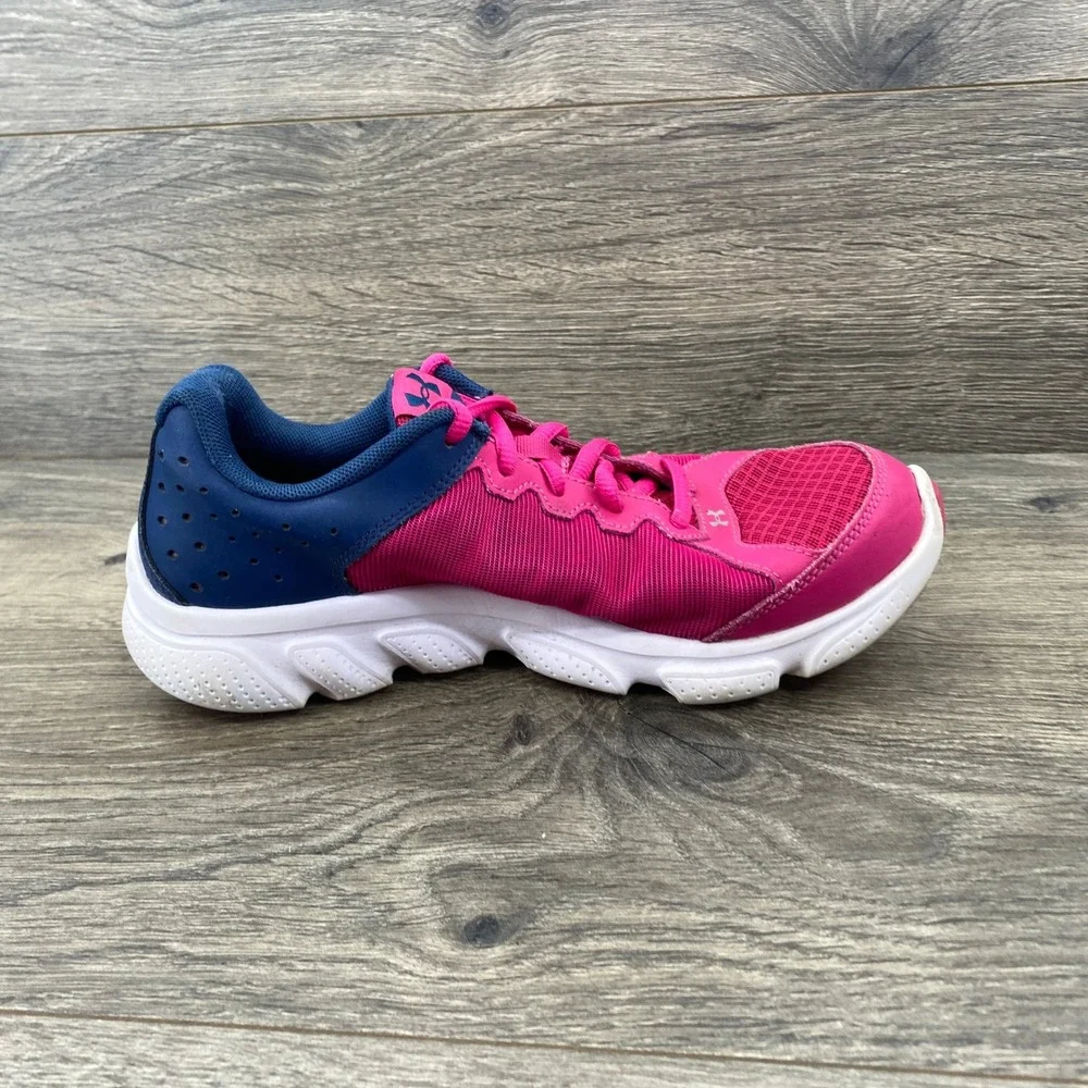 Under Armour Assert 6 Running Shoes Kids Size 4.5Y Pink Navy Blue 1266320-652